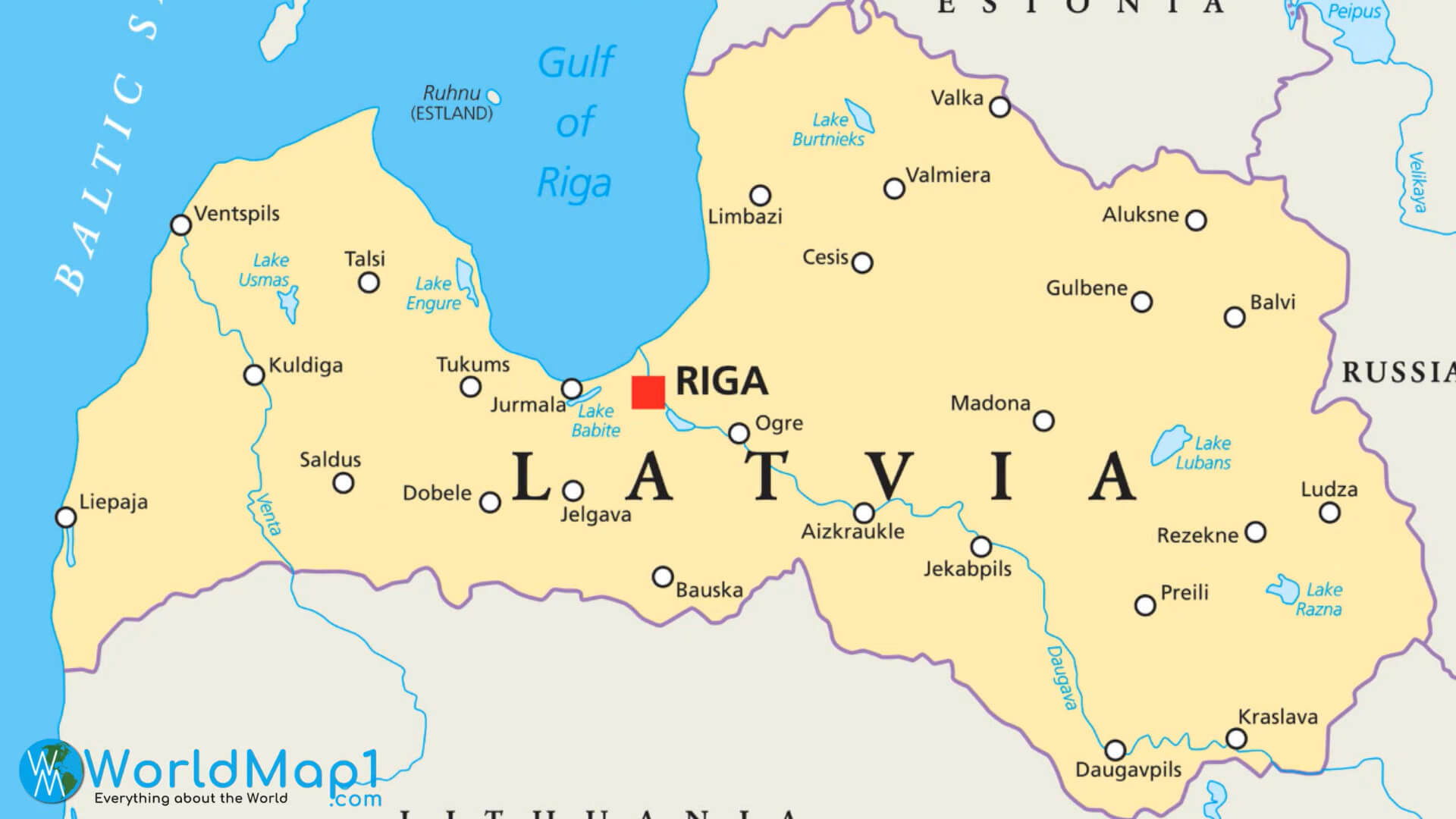 Carte de la Lettonie et Riga